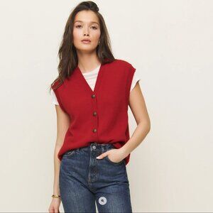 Reformation Clover Cashmere Sweater Vest Red - Size M